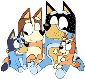 Bluey & Bingo with Mum & Dad Chilli and Bandit