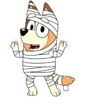 Chilli dressed as a mummy for Halloween