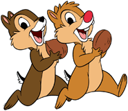 Chip and Dale running with nuts