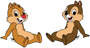 Chip and Dale posing with smiles