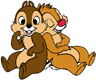 Chip, Dale sitting back to back