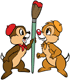 Chip and Dale with a paintbrush