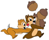 Chip, Dale running with acorns