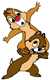 Chip carrying Dale on his shoulders