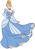 Cinderella posing in her silvery blue ballgown