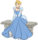 Cinderella sitting on bench