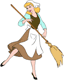 Cinderella dancing with her broom