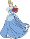 Cinderella carrying a basket of flowers