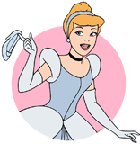 Cinderella letting her glass slipper dangle from her index finger