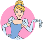 Cinderella holding her glass slipper