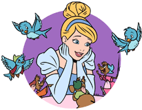 Cinderella surrounded by mice and birds