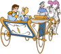 Cinderella and Prince Charming riding in a coach
