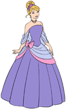 Cinderella wearing a purple ballgown