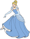 Cinderella pointing to her glass slipper