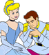 Prince Charming kissing Cinderella's hand