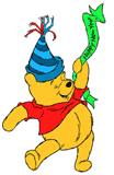 Winnie the Pooh celebrating New Year's