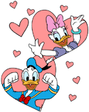 Donald & Daisy Duck with hearts