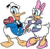 Donald and Daisy Duck exchanging Valentines
