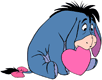 Eeyore holding a heart