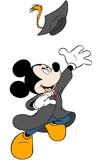 Mickey Mouse tossing his cap