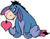 Eeyore holding a heart