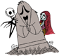 Jack Skellington, Sally behind tombstone