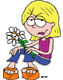 Lizzie holding a flower