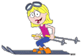 Lizzie skiing