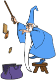 Merlin shrinking his books into his bag