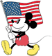 Classic Mickey holding American flag