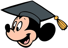 Mickey Mouse face wearing his graduation cap