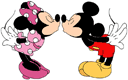 Mickey, Minnie kiss