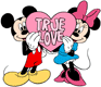 Mickey and Minnie Mouse holding a heart