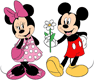 Mickey giving Minnie a flower