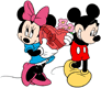 Mickey and Minnie Mouse exchanging Valentine's gifts