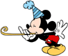 Mickey Mouse blowing party horn