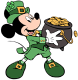 Mickey Mouse with a Saint Patrick's Day pot of gold