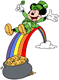Mickey Mouse sliding down rainbow