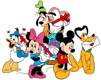 Mickey, Minnie, Goofy, Donald, Pluto