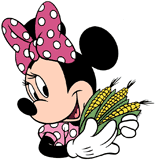 Minnie Mouse carrying ears of corn