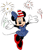 Minnie Mouse wearing the stars and stripes of the American flag