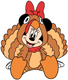 Minnie Mouse dressed as a Thanksgiving turkey