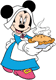 Minnie Mouse holding a Thanksgiving pie