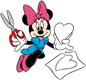 Minnie Mouse cutting out a paper heart