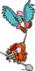 Bird carrying Jaq