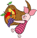 Piglet holding a cornucopia