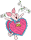 Piglet dressed as a heart