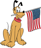 Pluto holding American flag