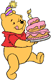 Winnie the Pooh carrying a birthday cake