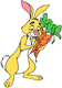 Rabbit with a bunch of carrots